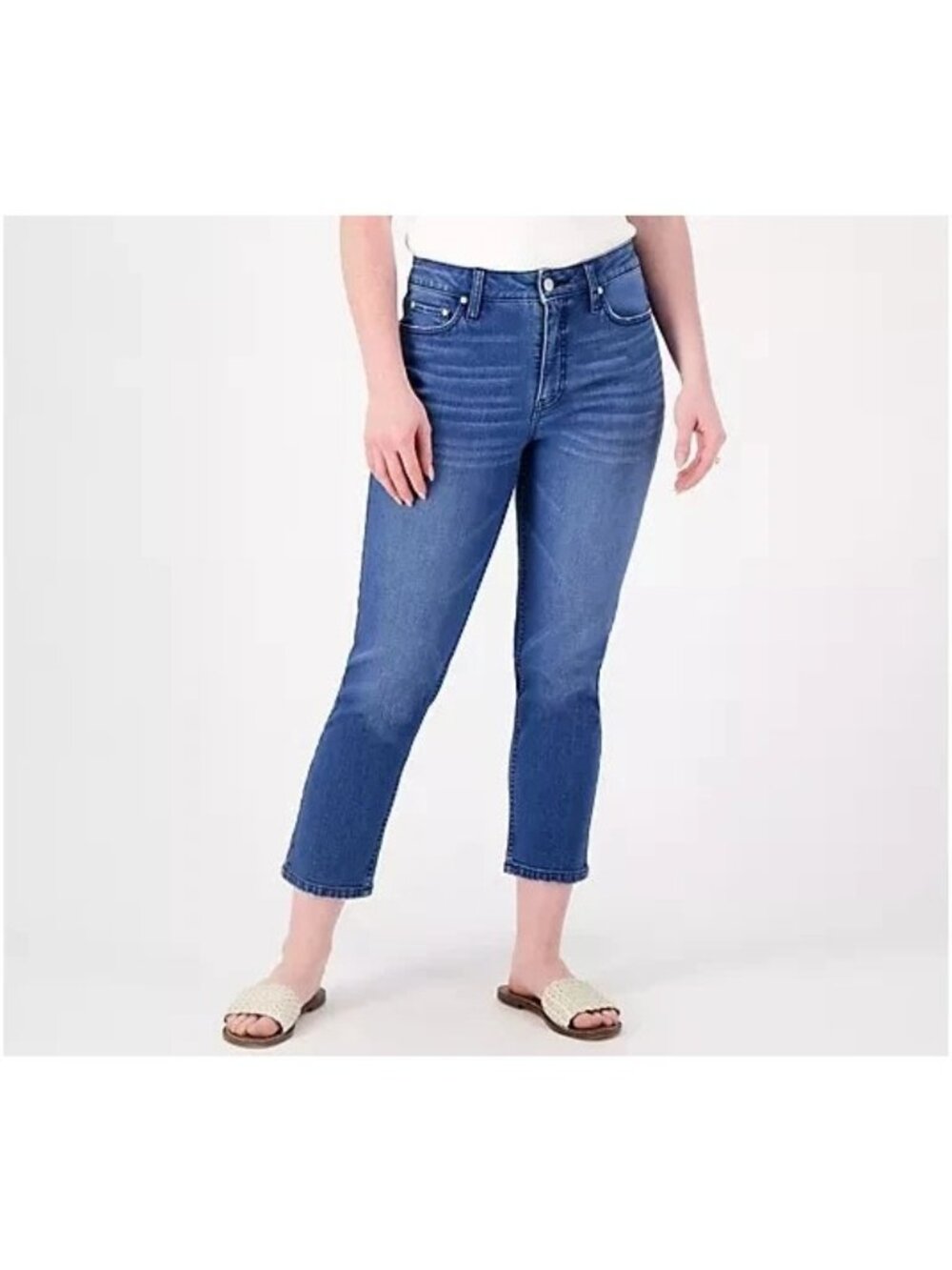 Candace Cameron Bure Cropped Jean Size 30W Petite Pacific Denim Indigo Dark Wash